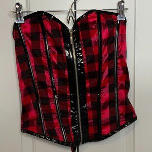 Carmin Red Checkered Corset Top